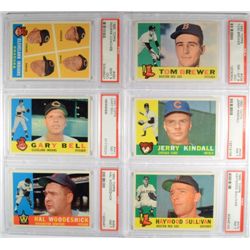 6 - 1960 TOPPS ALL PSA #439 NM-MT 8 (OC), #441 NM7, #444 NM7, #454 NM7,