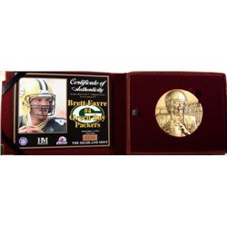 BRETT FAVRE HIGHLAND MINT BRONZE MINT-COIN - MAGNUM SERIES. COA.