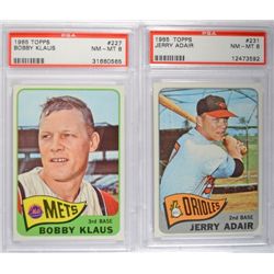 2 - 1965 TOPPS  PSA  NM - MT8  #227 BOBBY KLAUS and #231 JERRY ADAIR.