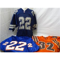 3 - JERSEYS --  #22 E SMITH COWBOYS, #22 E SMITH COWBOYS, & #32 FALCONS.