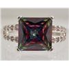 Image 1 : 5789 - SILVER RAINBOW MYSTIC & WHITE TOPAZ RING SIZE 8