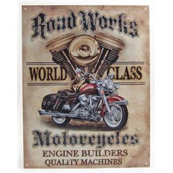 5890 - ROAD WORKS MOTORCYCLES TIN SIGN