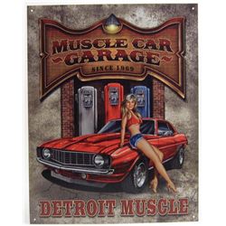 5897 - MUSCLE CAR GARAGE DETROIT MUSCLE TIN SIGN