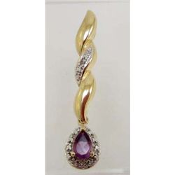 5864 - 14 K GOLD PLATE OVER STERLING SILVER PURPLE AMETHYST