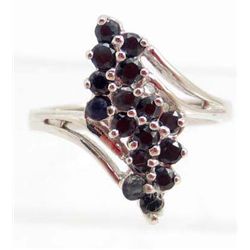5861 - STERLING SILVER DEEP BLUE SAPPHIRE RING SIZE 6.5