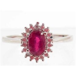 5867 - STERLING SILVER RED RUBY RING SIZE 7.75