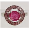 Image 1 : 5863 -  WHITE GOLD PLATE OVER STERLING SILVER PINK RUBY RING SIZE 7