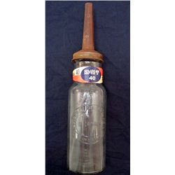 5747 - EMBOSSED GLASS OIL BOTTLE WITH SPOUT