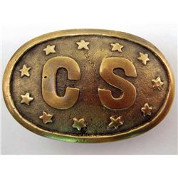 5740 - BRASS BELT BUCKLE MARKED CS
