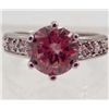 Image 1 : 5806 - WHITE GOLD PLATED PINK SAPPHIRE & TOPAZ RING SIZE 6