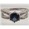 5811 - WHITE GOLD PLATED BLUE SAPPHIRE & TOPAZ RING SIZE 6