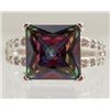 Image 1 : 5784 - SILVER RAINBOW MYSTIC & WHITE TOPAZ RING SIZE 6