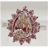 Image 1 : 5802 - WHITE GOLD PLATED PINK SAPPHIRE & TOPAZ RING SIZE 7