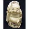 Image 1 : 5566 -  JAPANESE BONE NETSUKE HAPPY BUDDHA