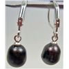 Image 1 : 4507 -  PAIR OF 8 X 10 MM BLACK AKOYA PEARL EARRINGS