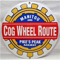 3616 - COG WHEEL RAILROAD ROUND PORCELAIN SIGN