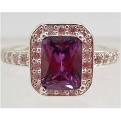 5790 - SILVER AMETHYST & TOPAZ RING SIZE 8