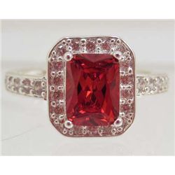 5797 - SILVER GARNET & TOPAZ RING SIZE 8