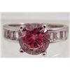 Image 1 : 5803 - WHITE GOLD PLATED PINK SAPPHIRE & TOPAZ RING SIZE 8