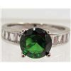 Image 1 : 5825- WHITE  GOLD PLATED EMERALD & TOPAZ RING SIZE 8
