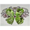 Image 1 : 5489 - WHITE GOLD OVER STERLING SILVER PERIDOT RING - SIZE 7