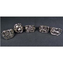 5468 - LOT OF 5 TIBET SILVER RINGS