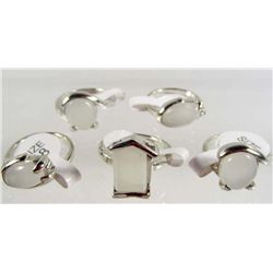 2078 - LOT OF 5 SILVER PLATE RINGS WITH GEMSTONES