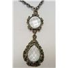 Image 1 : 5536 - WHITE CRYSTAL PENDANT W/ CHAIN
