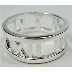 4529 - SILVER ROMAN NUMBER RING SIZE 8