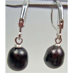 4497 - PAIR OF 8 X 10 MM BLACK AKOYA PEARL EARRINGS