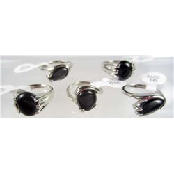 2057 - LOT OF 5 SILVER PLATED RINGS WITH GEMSTONES