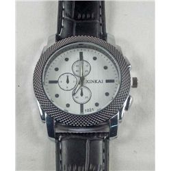 11268 - MEN'S ANALOG WRIST WATCH W/ LEATHER BAND - FACE MARKED XINKAI