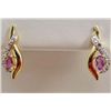Image 1 : 13699 -  PAIR OF GOLD OVER STERLING SILVER PURPLE AMETHYST EARRINGS