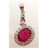 Image 1 : 13690 - WHITE GOLD OVER STERLING SILVER RUBY AMETHYST