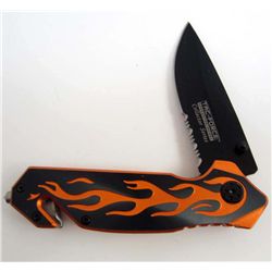 13720 - MASTER CUTLERY FLAME RESCUE FOLDER KNIFE - BLACK AND ORANGE