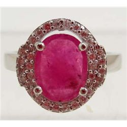 13638 - STERLING SILVER RUBY & TOPAZ RING - SIZE 7