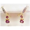 Image 1 : 13700 - PAIR OF GOLD OVER STERLING SILVER PURPLE AMETHYST EARRINGS