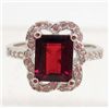 Image 1 : 13666 - STERLING SILVER RED RHODOLITE GARNET RING  SIZE 7