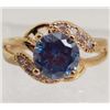 Image 1 : 13531 - GOLD PLATED BLUE & WHITE TOPAZ RING - SIZE 7