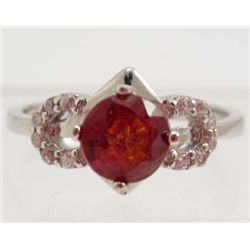 13606 - STERLING SILVER SPESSARTITE GARNET RING - SIZE 7