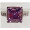 Image 1 : 13555 - WHITE GOLD PLATED AMETHYST & TOPAZ RING - SIZE 6
