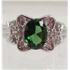 Image 1 : 13418 - WHITE GOLD PLATED EMERALD & TOPAZ RING - SIZE 7