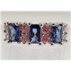 Image 1 : 13417 - WHITE GOLD PLATED SAPPHIRE & TOPAZ RING - SIZE 6