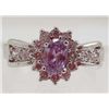 Image 1 : 13398 - WHITE GOLD PLATED AMETHYST & TOPAZ RING - SIZE 7.25