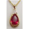 Image 1 : 13457 - GOLD PLATED RUBY & TOPAZ RING PENDANT W/ CHAIN