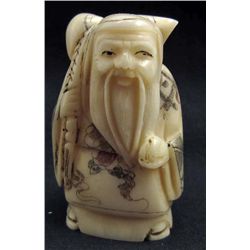 13568 - HAPPY OLD MAN BONE NETSUKE