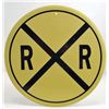 Image 1 : 13386 - RAIL ROAD CROSSING ROUND TIN SIGN APPROX  12" DIAMETER