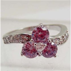 13560 - WHITE GOLD PLATED AMETHYST & TOPAZ RING - SIZE 7