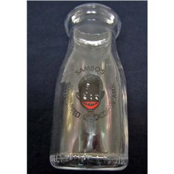 13299 -  BLACK AMERICANA GLASS BOY MILK BOTTLE
