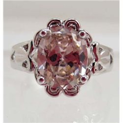 13396 - WHITE GOLD PLATED PINK SAPPHIRE & TOPAZ RING - SIZE 6